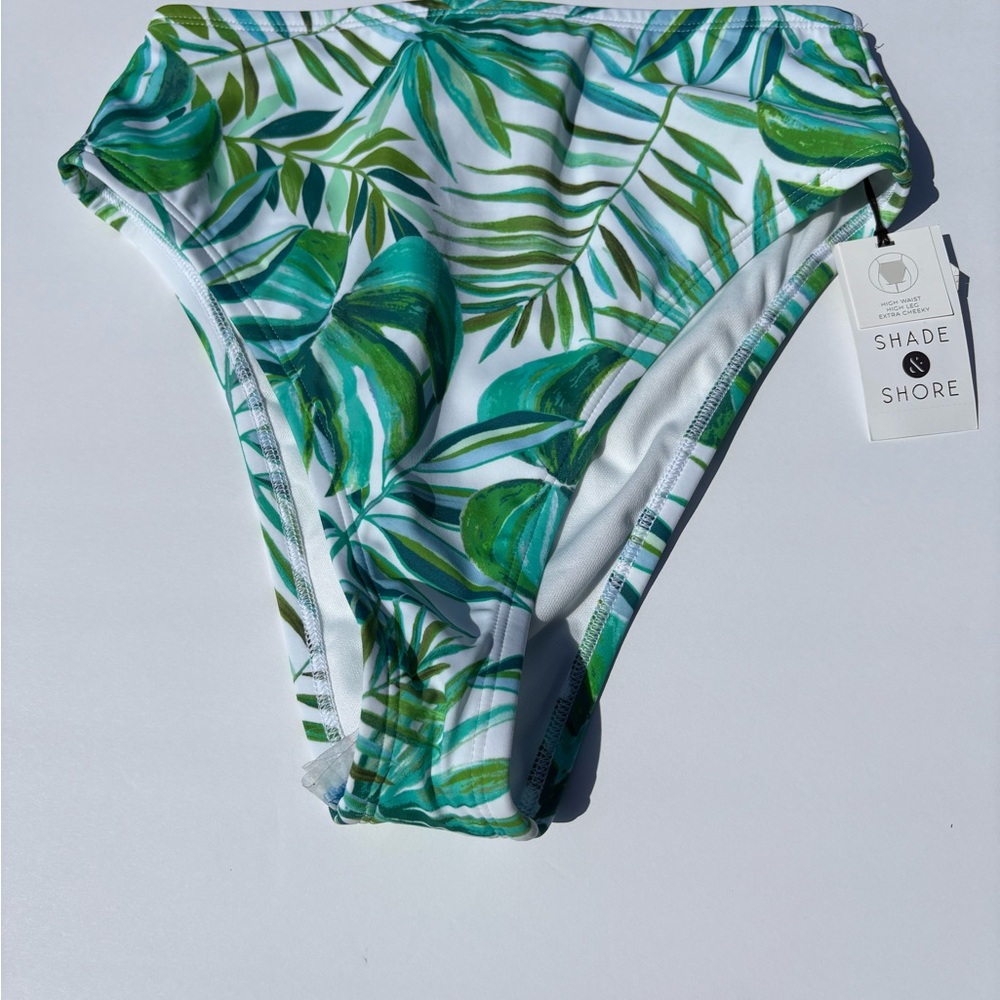 Shade & Shore Green Leaf Print Bikini Bottom